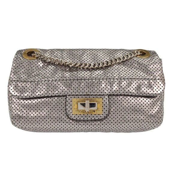 Chanel Silver Perforated Mademoiselle Lock Single Flap Shoulder Bag - Picture 1 of 8